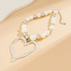 Pendant Necklace Alloy Heart Shape Geometric Type Electroplating Imitation Pearl
