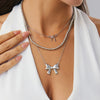 Pendant Necklace Alloy Imitation Pearl Bow Shape Electroplating For Women