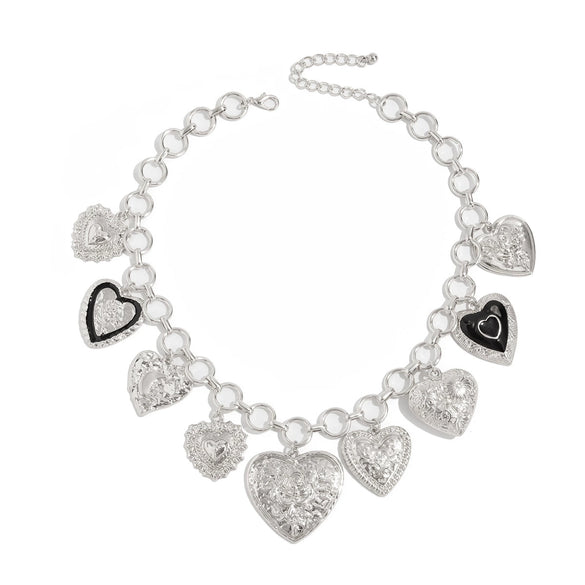 Pendant Necklace Alloy Imitation Pearl Metal Love Heart Shape Geometric Electroplating