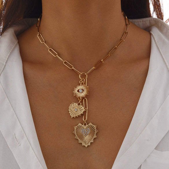 Pendant Necklace Alloy Iron Heart Shape Electroplating For Women