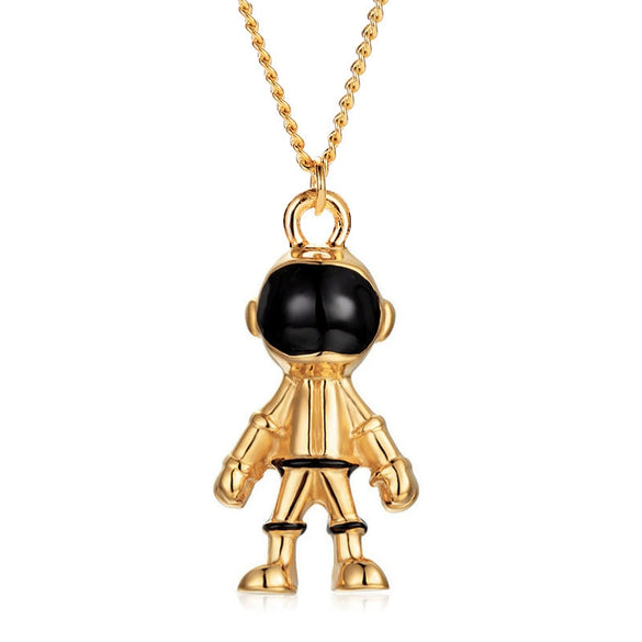 Pendant Necklace Alloy Luminous Hexagon Astronaut Love Magnetic Buckle Leather Rope Cartoon Characters Electroplating Couple's Good Friend Style