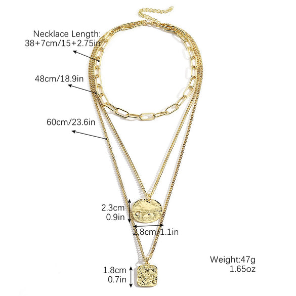 Pendant Necklace Alloy Ochain Heart Geometric Simple Punk Electroplating Lock Key Style For Women