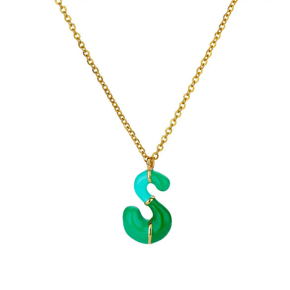 Pendant Necklace Alloy Stainless Steel Letter Dripping Oil Design