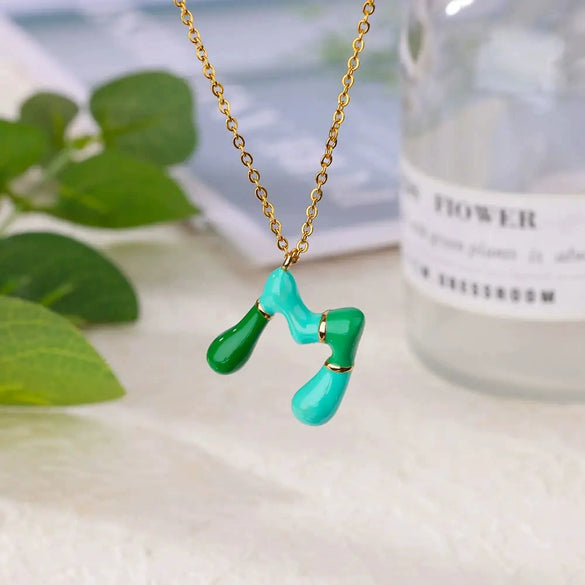 Pendant Necklace Alloy Stainless Steel Letter Dripping Oil Design