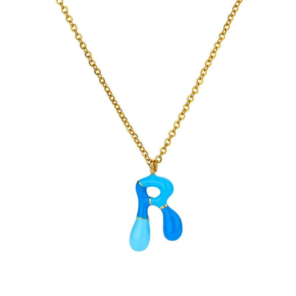 Pendant Necklace Alloy Stainless Steel Letter Dripping Oil Design