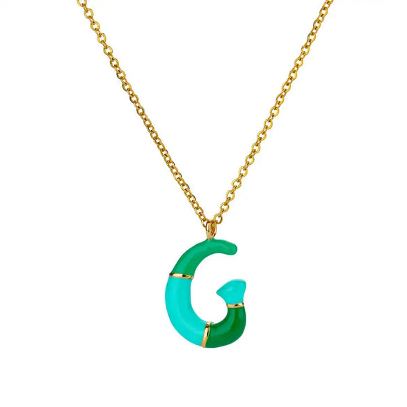 Pendant Necklace Alloy Stainless Steel Letter Dripping Oil Design