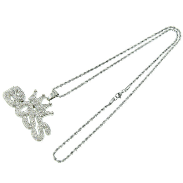 Pendant Necklace Alloy With Diamond And Letter Pattern Hiphop Style