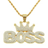 Pendant Necklace Alloy With Diamond And Letter Pattern Hiphop Style