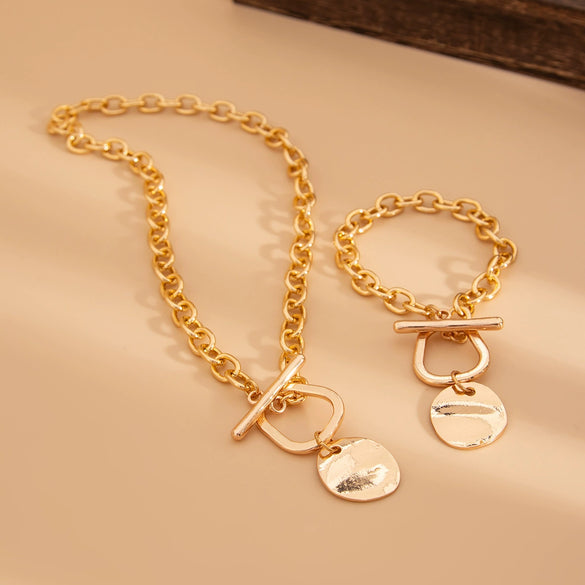 Pendant Necklace Aluminum Chain Alloy U Shape Geometric Electroplating Minimalist Women's