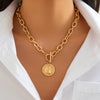 Pendant Necklace Aluminum Chain Alloy U Shape Geometric Electroplating Minimalist Women's