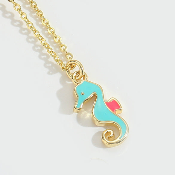 Pendant Necklace Animal Design Copper Electroplating Geometric Pattern Mixed Gemstone Setting O Word Chain For Women