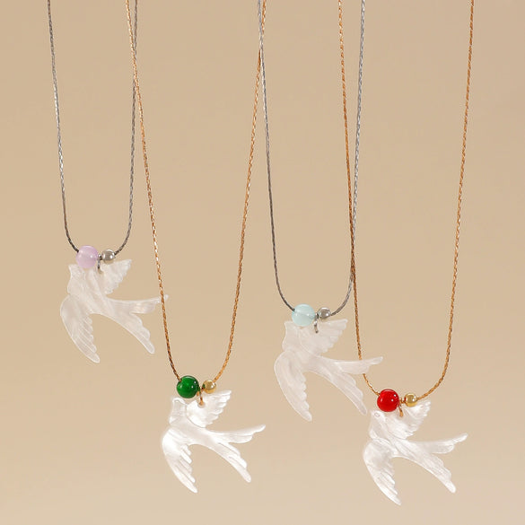 Pendant Necklace Bird Swallow Animal Pattern Copper Electroplating Women's