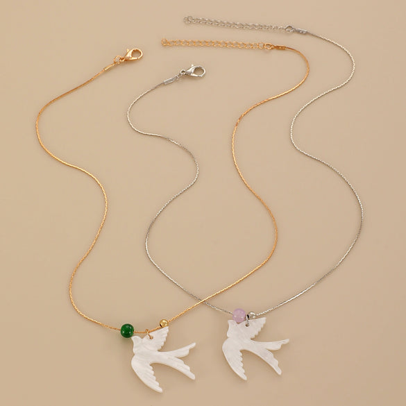 Pendant Necklace Bird Swallow Animal Pattern Copper Electroplating Women's