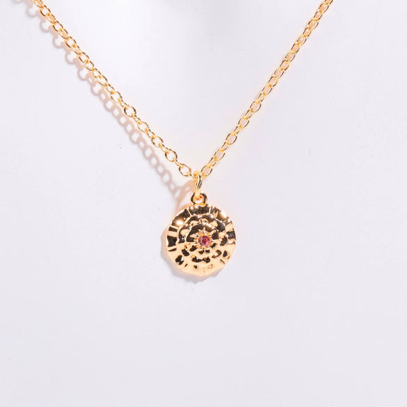 Pendant Necklace Birth Flower Geometric Stainless Steel Titanium Steel 18K Goldplated Electroplating O Chain Light Luxury Style Unisex