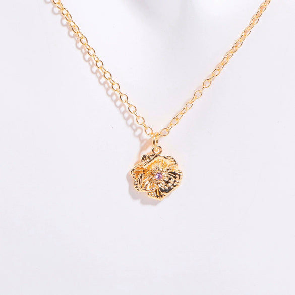 Pendant Necklace Birth Flower Geometric Stainless Steel Titanium Steel 18K Goldplated Electroplating O Chain Light Luxury Style Unisex