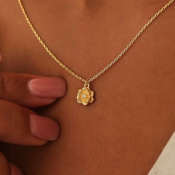 Pendant Necklace Birth Flower Geometric Stainless Steel Titanium Steel 18K Goldplated Electroplating O Chain Light Luxury Style Unisex