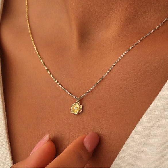 Pendant Necklace Birth Flower Geometric Stainless Steel Titanium Steel 18K Goldplated Electroplating O Chain Light Luxury Style Unisex