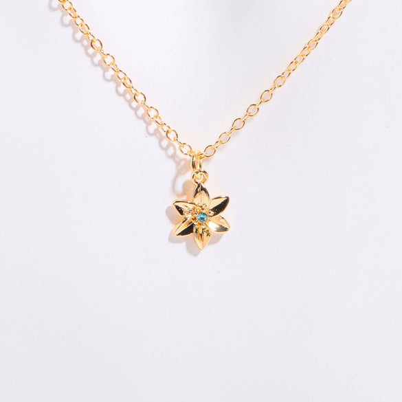 Pendant Necklace Birth Flower Geometric Stainless Steel Titanium Steel 18K Goldplated Electroplating O Chain Light Luxury Style Unisex