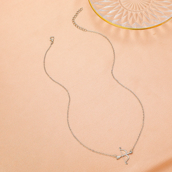 Pendant Necklace Bow And Arrow Clavicle Chain Copper Alloy Zircon Geometric Electroplating