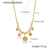 Pendant Necklace Bracelet Accessories 316L Stainless Steel Blue Turquoise Plated 18K Gold Fashion Light Luxury