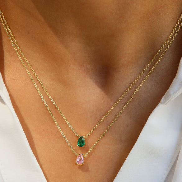 Pendant Necklace Brass Copper Dropshaped Electroplating December Birthstone Women's