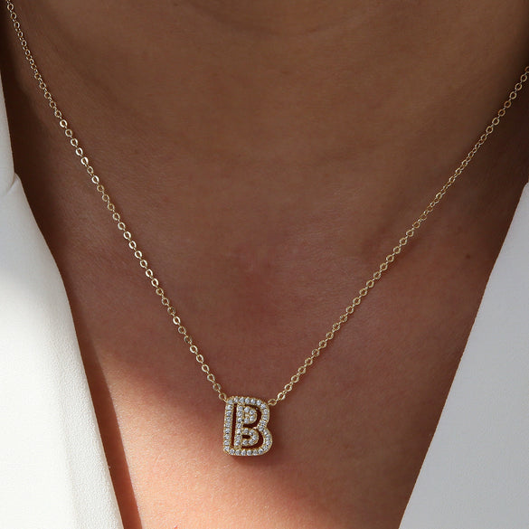 Pendant Necklace Brass Copper Ochain With Letters Numbers Text Electroplating