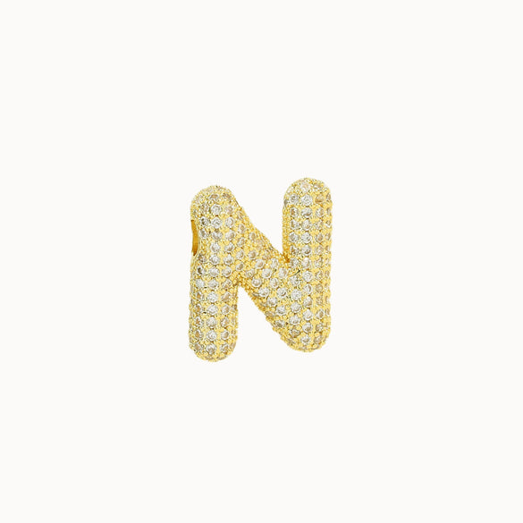 Pendant Necklace Brass Copper Zircon Balloon Bubble Chubby Alphabet Electroplating
