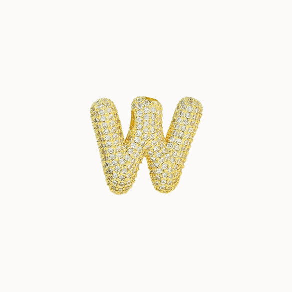 Pendant Necklace Brass Copper Zircon Balloon Bubble Chubby Alphabet Electroplating