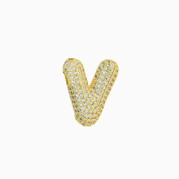 Pendant Necklace Brass Copper Zircon Balloon Bubble Chubby Alphabet Electroplating