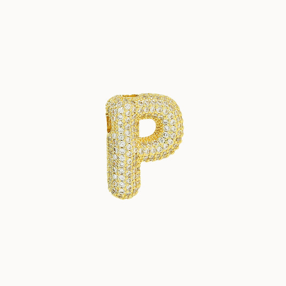 Pendant Necklace Brass Copper Zircon Balloon Bubble Chubby Alphabet Electroplating