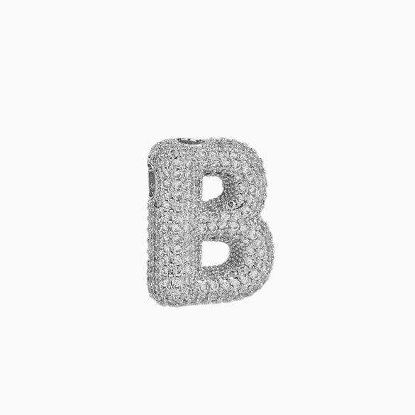Pendant Necklace Brass Copper Zircon Balloon Bubble Chubby Alphabet Electroplating