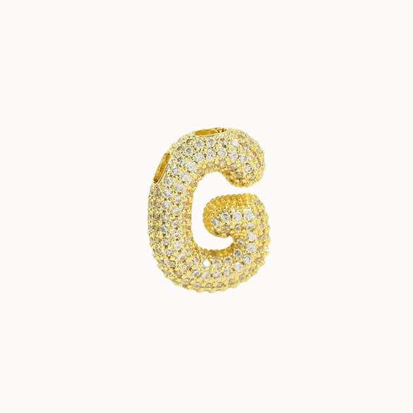 Pendant Necklace Brass Copper Zircon Balloon Bubble Chubby Alphabet Electroplating