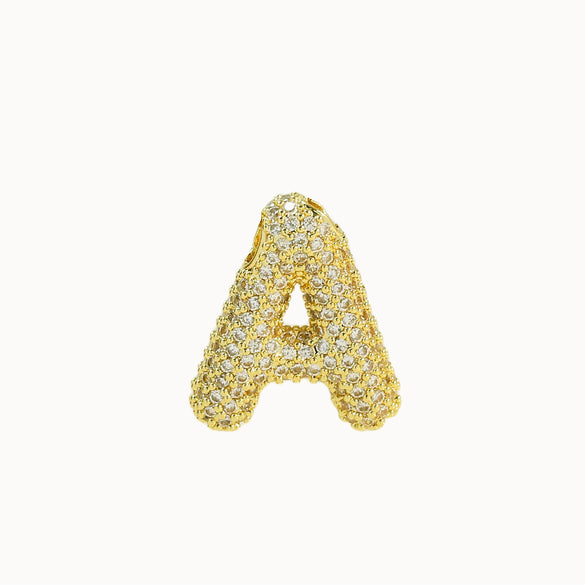 Pendant Necklace Brass Copper Zircon Balloon Bubble Chubby Alphabet Electroplating
