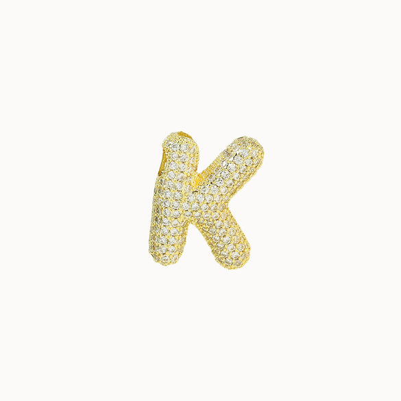 Pendant Necklace Brass Copper Zircon Balloon Bubble Chubby Alphabet Electroplating