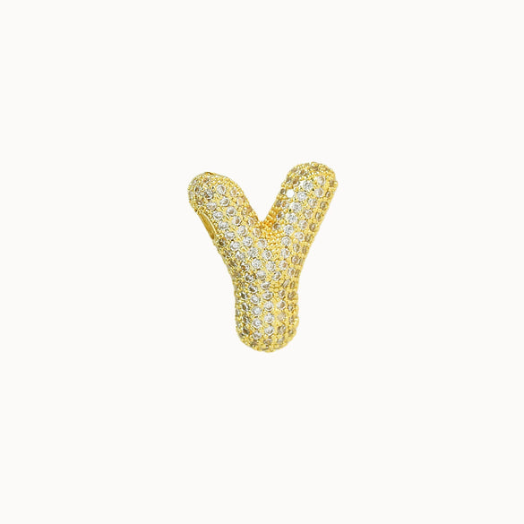 Pendant Necklace Brass Copper Zircon Balloon Bubble Chubby Alphabet Electroplating