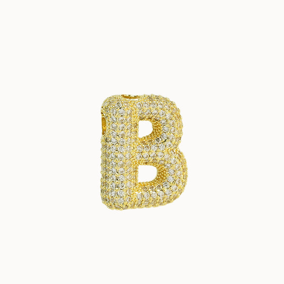 Pendant Necklace Brass Copper Zircon Balloon Bubble Chubby Alphabet Electroplating