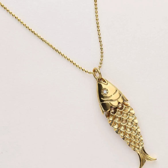 Pendant Necklace Carp Animal Zodiac Geometric Copper Electroplating Ball Chain Women's Personality Style