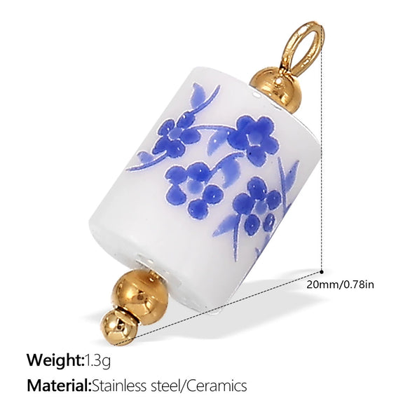 Pendant Necklace Ceramic 316L Stainless Steel Plated 18K Gold Marine Series Small Fish Starfish Shaped