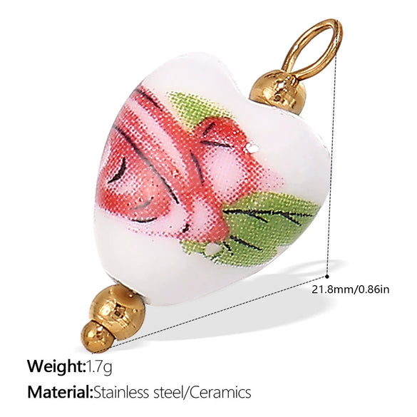 Pendant Necklace Ceramic 316L Stainless Steel Plated 18K Gold Marine Series Small Fish Starfish Shaped