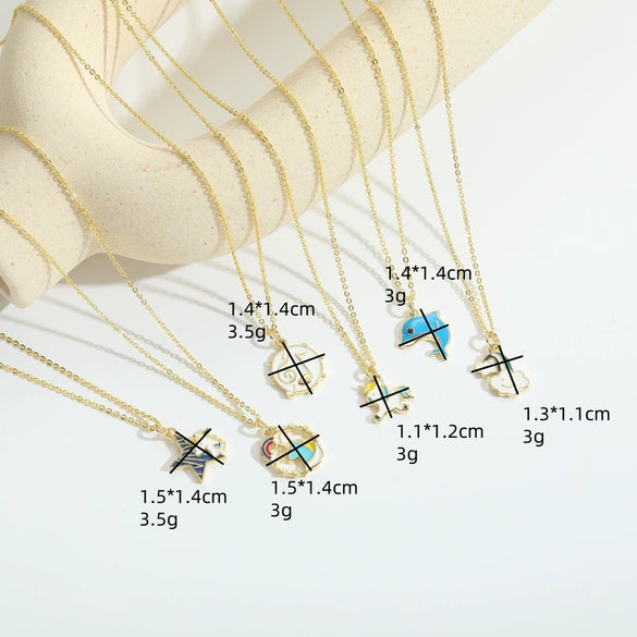 Pendant Necklace Clavicle Chain Cute Animal Style Copper With Mixed Gemstone Setting Star Shape Electroplating For Women