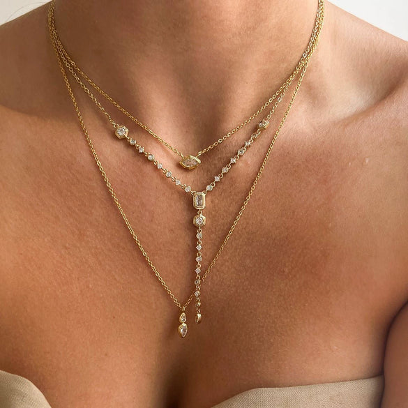Pendant Necklace Copper Artificial Crystal Geometric Style Furnace Vacuum Plating For Women