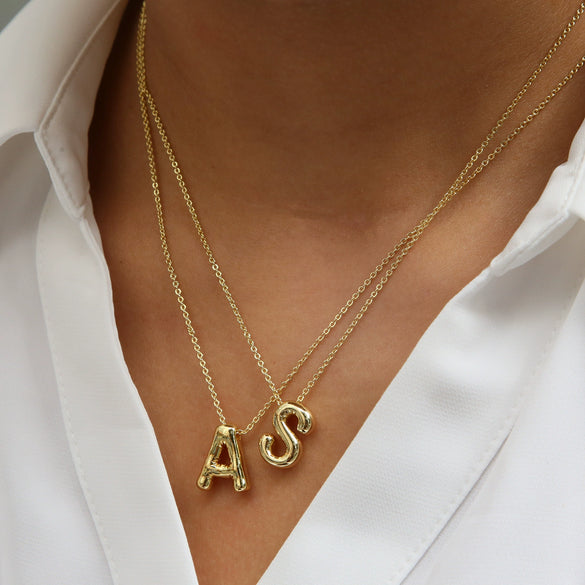 Pendant Necklace Copper Brass Electroplating Letters Numbers Text Design