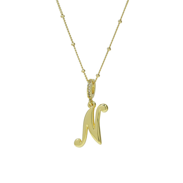 Pendant Necklace Copper Electroplated Highpolished Cursive English Letters