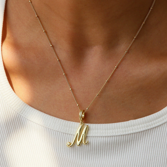Pendant Necklace Copper Electroplated Highpolished Cursive English Letters