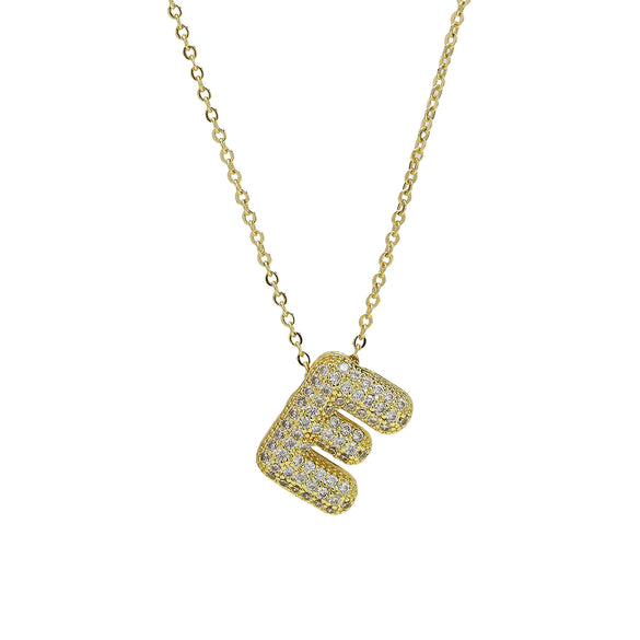 Pendant Necklace Copper Electroplated With Letter Pattern Balloon Bubble Shape