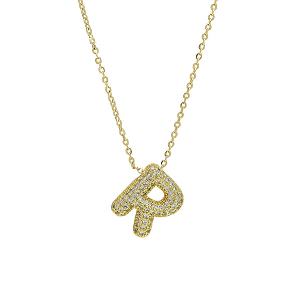 Pendant Necklace Copper Electroplated With Letter Pattern Balloon Bubble Shape