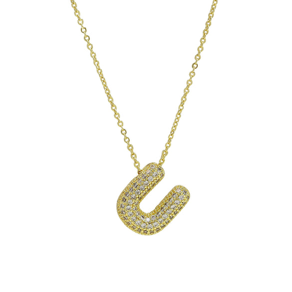 Pendant Necklace Copper Electroplated With Letter Pattern Balloon Bubble Shape