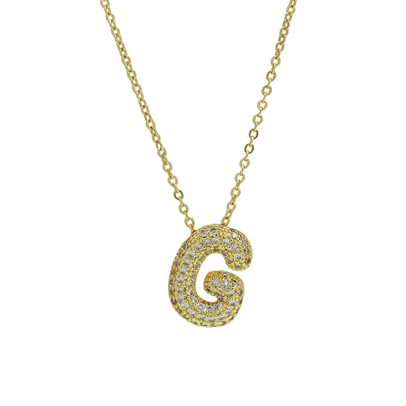 Pendant Necklace Copper Electroplated With Letter Pattern Balloon Bubble Shape
