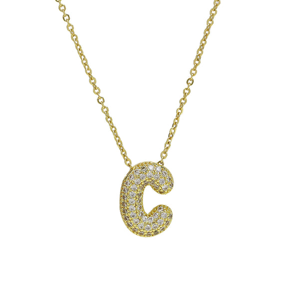 Pendant Necklace Copper Electroplated With Letter Pattern Balloon Bubble Shape