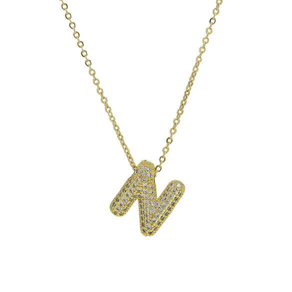 Pendant Necklace Copper Electroplated With Letter Pattern Balloon Bubble Shape